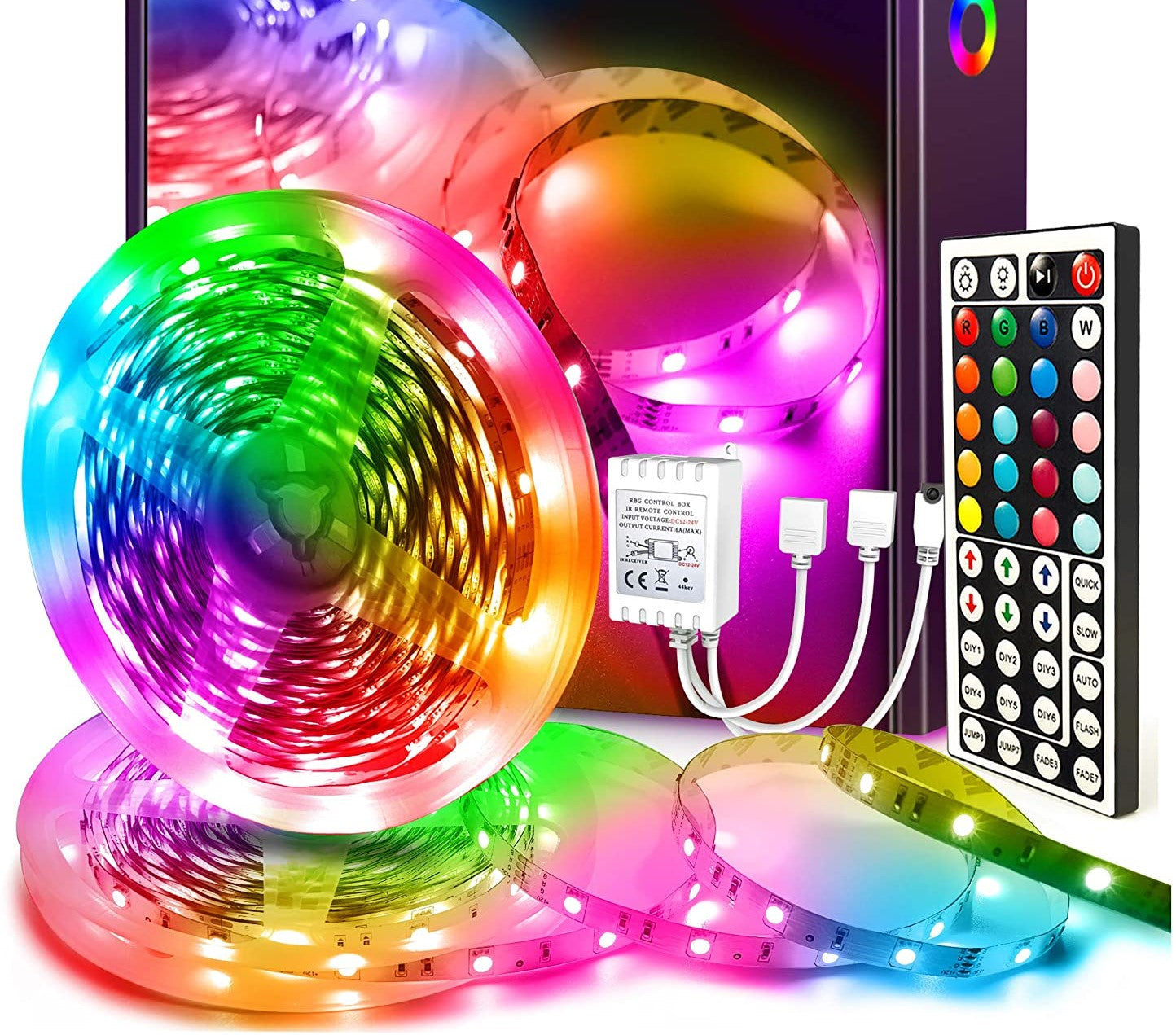32ft RGB LED Strip Lights – Color Changing Room Lights with Remote