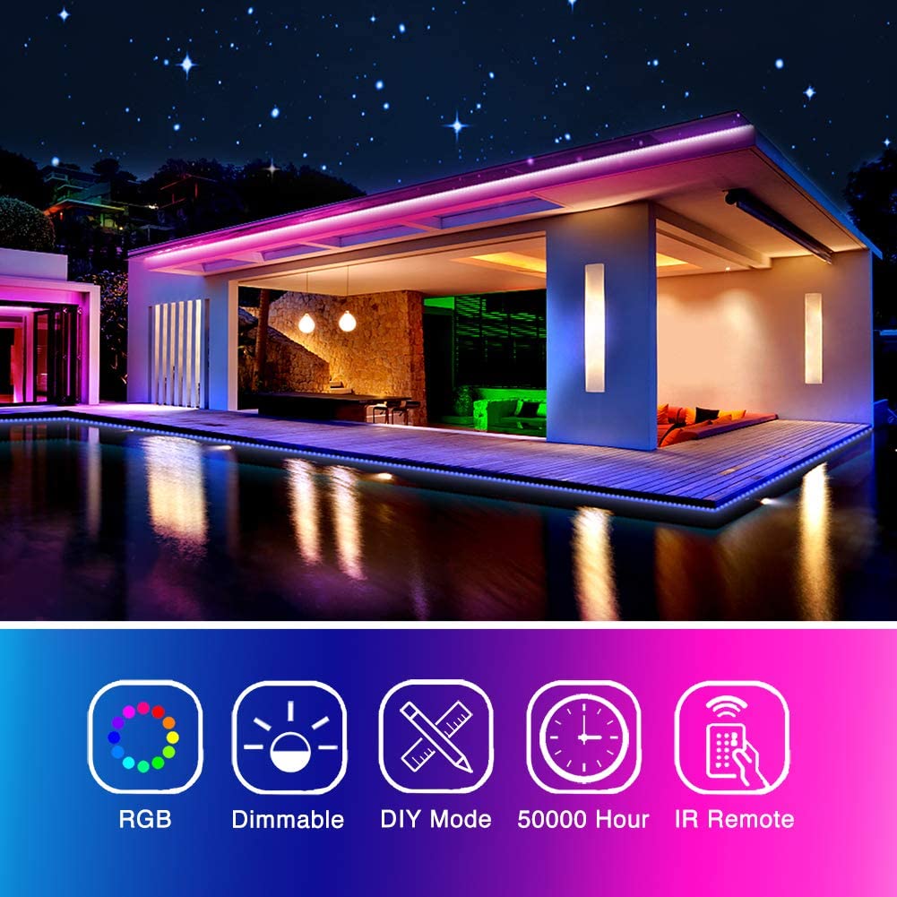 32ft RGB LED Strip Lights – Color Changing Room Lights with Remote